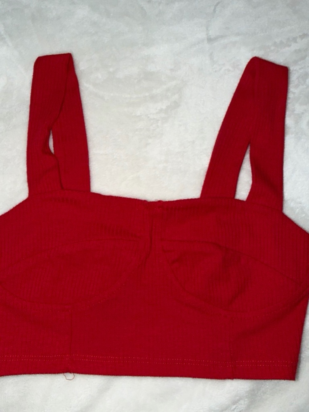 Inspired Hearts Red Ribbed Bustier Crop Top